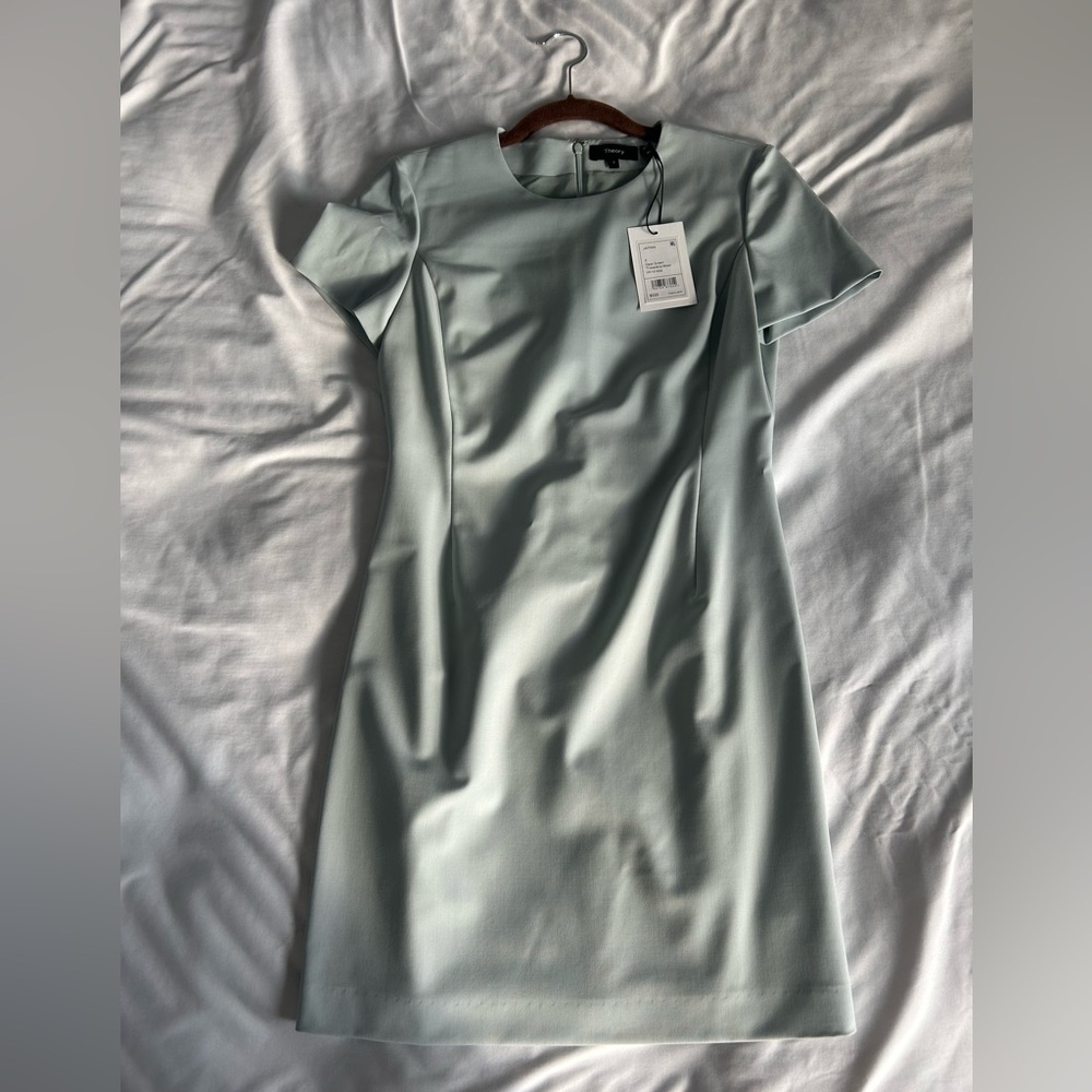 Theory Mint Green Short-Sleeve Sheath Dress